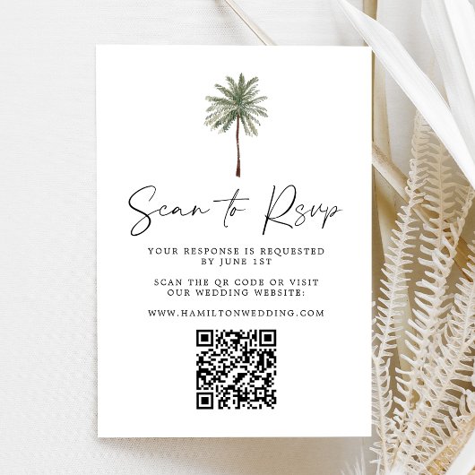 Minimale palmbindingscode QR-code RSVP Kaartje