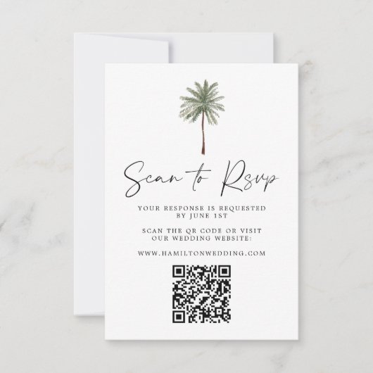 Minimale palmbindingscode QR-code RSVP Kaartje (Voorkant)