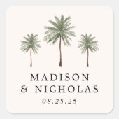 Minimale palmbomen Persoonlijke bruiloft Vierkante Sticker (Voorkant)