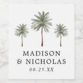 Minimale palmbomen Persoonlijke bruiloft Wijn Etiket (Enkel label)