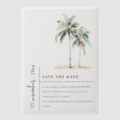 Minimale palmbomen Tropische bruiloft Bewaar de da Vellum Uitnodigingen (Voorkant)