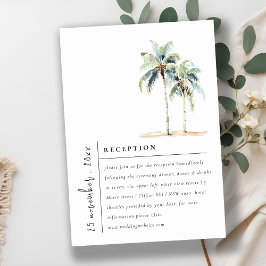 Minimale Palmbomen Tropische bruiloft receptie Informatiekaartje
