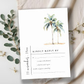 Minimale palmbomen Tropische waterverf bruiloft RSVP Kaartje