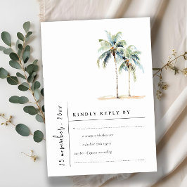Minimale palmbomen Tropische waterverf bruiloft RSVP Kaartje