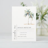 Minimale palmbomen Tropische waterverf bruiloft RSVP Kaartje (Staand voorkant)