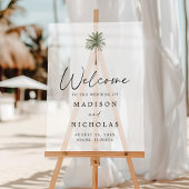 Minimale palmboom bruiloft welkom Frosted Acryl Bord