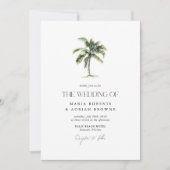 Minimale Palmboom Tropisch Strand Bruiloft Kaart (Voorkant)