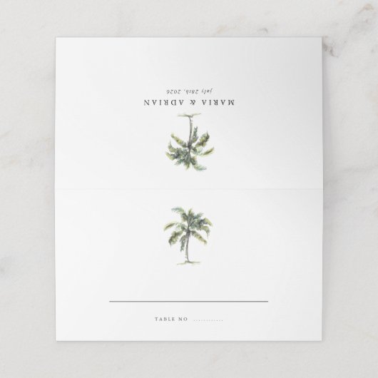 Minimale palmboom tropisch strand plaatskaartje (Buitenkant ongevouwen)