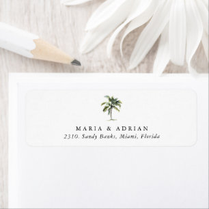 Minimale palmboom tropisch strand retouradres etiket