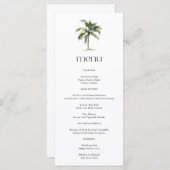 Minimale palmboom Tropische strand bruiloft Menu (Voorkant / Achterkant)