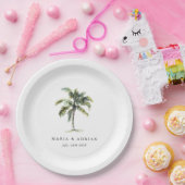 Minimale palmboom Tropische strand bruiloft Papieren Bordje (Feest)