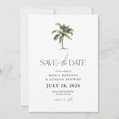 Minimale palmboom Tropische strand bruiloft Save The Date (Voorkant)