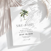 Minimale palmboom Tropische strand bruiloft Save The Date