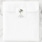 Minimale palmboom Tropische strand bruiloft Vierkante Sticker (Tas)
