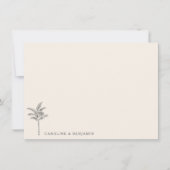 Minimale palmboomlijn Ecru art Elegant Wedding Bedankkaart (Voorkant)