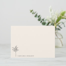 Minimale palmboomlijn Ecru art Elegant Wedding Bedankkaart