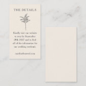 Minimale palmboomlijn Ecru art Elegant Wedding Informatiekaartje (Voorkant / Achterkant)