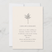 Minimale palmboomlijn Ecru art Elegant Wedding Kaart (Voorkant)