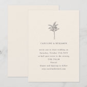 Minimale palmboomlijn Ecru art Elegant Wedding Kaart (Voorkant / Achterkant)