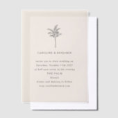 Minimale palmboomlijn Ecru art Elegant Wedding Vellum Uitnodigingen (Offset)