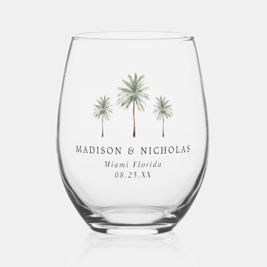 Minimale palmweddenschap wijnglas zonder voet (Voorkant)