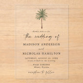 Minimale palmweduwen acryl uitnodigingen (Voorkant)