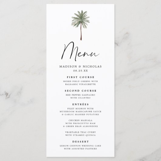 Minimale palmweduwen menu (Voorkant)