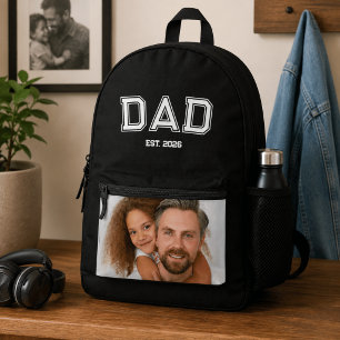 Minimale papa opgerichte jaar nieuwe vader foto bedrukte rugzak