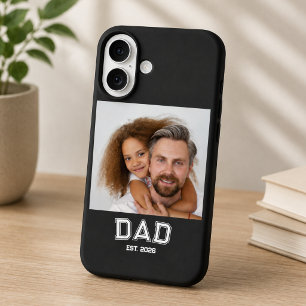 Minimale papa opgerichte jaar nieuwe vader foto iPhone 16 hoesje