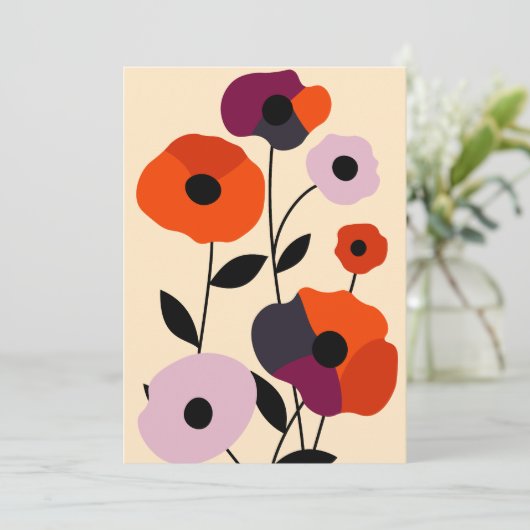 Minimale papaverbloei aankondiging (Staand voorkant)