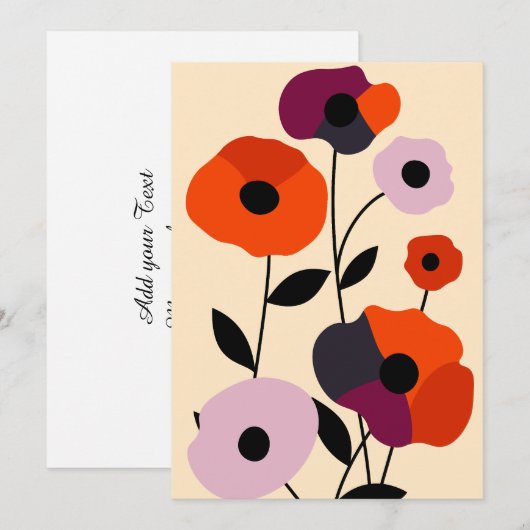 Minimale papaverbloei aankondiging (Voorkant / Achterkant)