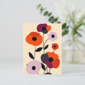Minimale papaverbloei feestdagenkaart (Staand voorkant)