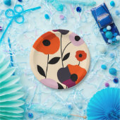 Minimale papaverbloei papieren bordje (Feest)