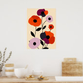 Minimale papaverbloei poster (Keuken)