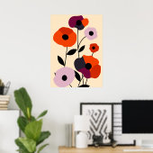 Minimale papaverbloei poster (Thuiskantoor)