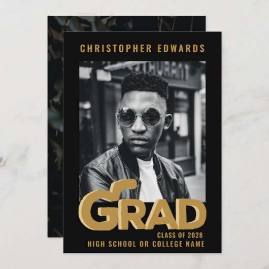 Minimale partij voor Afstudeerder met gouden stand Kaart (Voorkant / Achterkant)