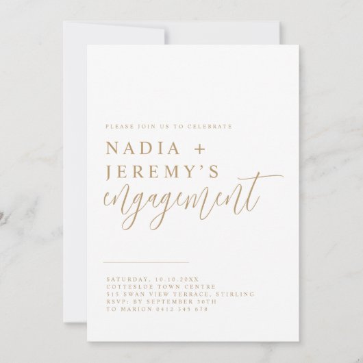 Minimale Partij voor Wit & Gold Engagement Kaart (Voorkant)