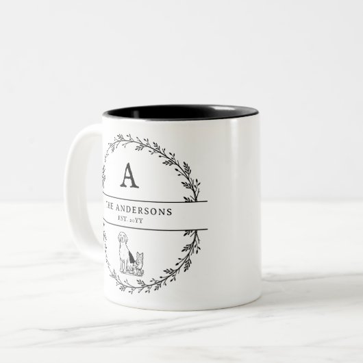 Minimale Pas getrouwd Couple Cadeau-Initialen Tweekleurige Koffiemok (Voorkant links)