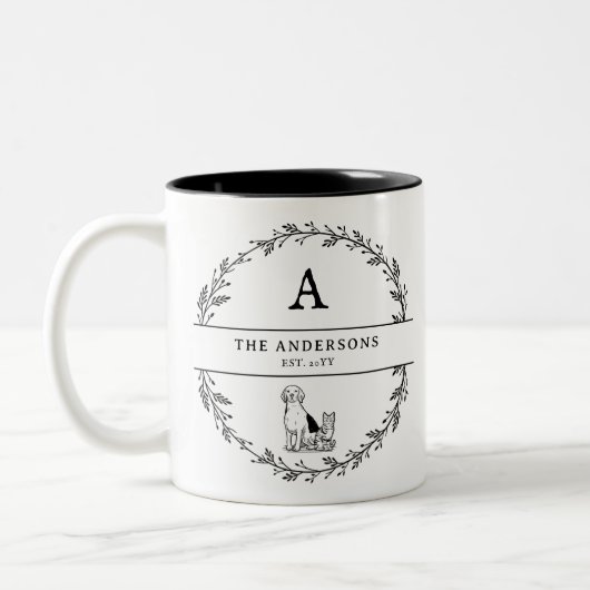 Minimale Pas getrouwd Couple Cadeau-Initialen Tweekleurige Koffiemok (Links)