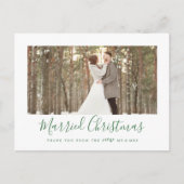 Minimale Pas getrouwd met groene kerst bedankt Feestdagenkaart (Voorkant)