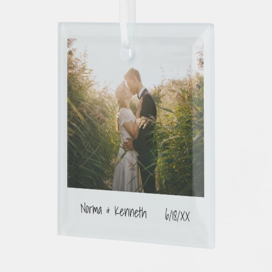 Minimale Pas getrouwd voor eerste kerstmis Glas Ornament (Voorkant links)