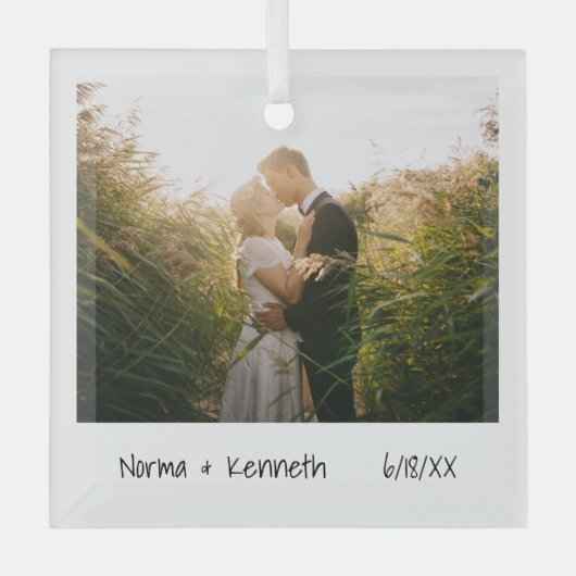 Minimale Pas getrouwd voor eerste kerstmis Glas Ornament (Voorkant)