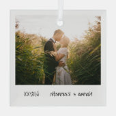 Minimale Pas getrouwd voor eerste kerstmis Glas Ornament (Achterkant)