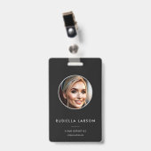 Minimale pasfoto van professioneel personeel Zwart Badge (Voorzijde met clip)