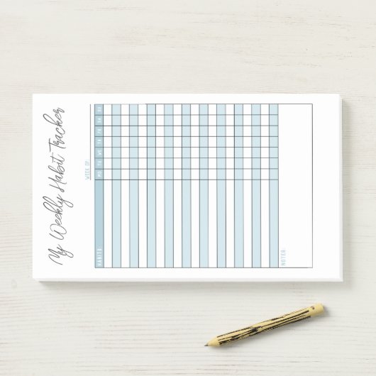 Minimale pasta Blue Weekly Habit Tracker Post-it® Notes (Op bureau)