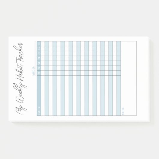 Minimale pasta Blue Weekly Habit Tracker Post-it® Notes (Voorkant)