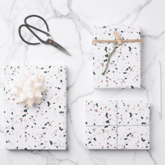 Minimale pasta Blush Pink Green Terrazzo Gift Inpakpapier Vel (Voorkant)