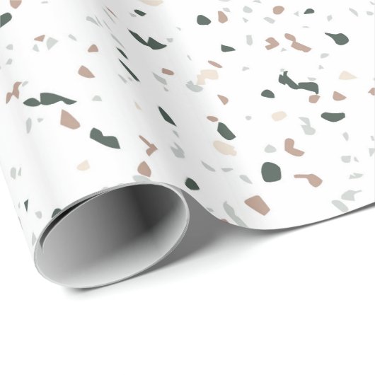 Minimale pasta Blush Roze Terrazzo Gift Cadeaupapier (Rol Hoek)