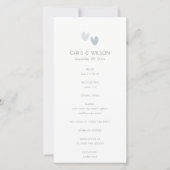 Minimale pasta Dusky Blue Hearts Wedding Programme Bedankkaart (Voorkant)