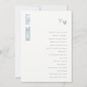 Minimale pasta Dusky Blue Hearts Wedding Programme Kaart (Achterkant)